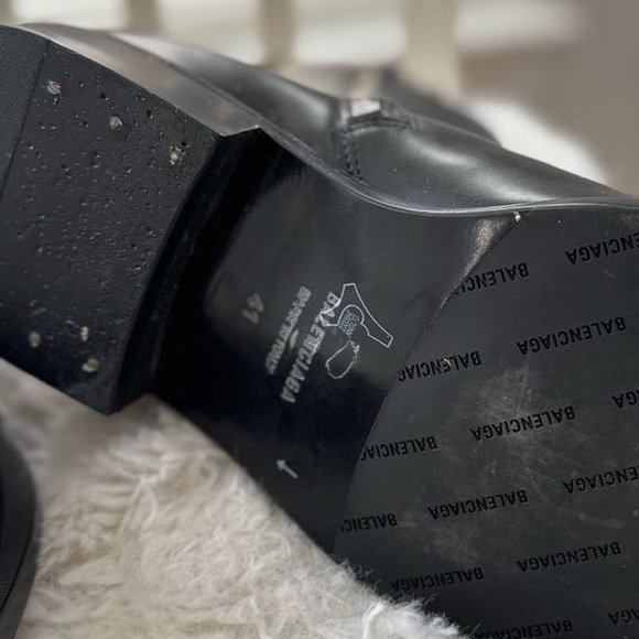 Black Leather Ankle Boots with Silver Buckle - Picture 2 of 5